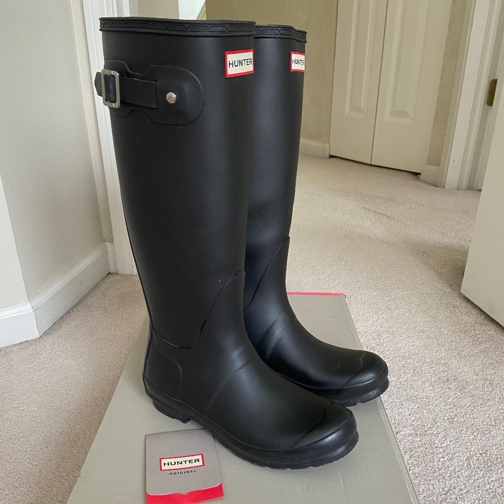 Hunter Tall Matte Black Waterproof Rain Boots